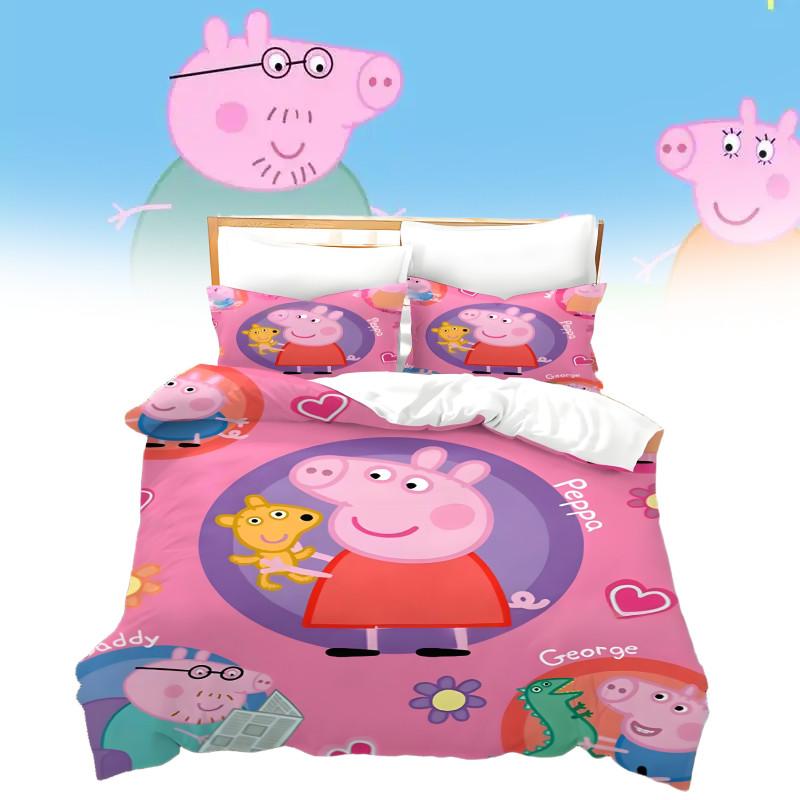 Kreslený 3D Dětský Prase Povlak na přikrývku Povlak na polštář Jednolůžkový Dvojlůžkový Ložní set Dárek