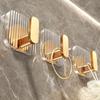 2Pcs/set Acrylic Bathroom Hook Clear Gold Wall Hook Key Bag Holders Punch-free Home Organization Storage Bathroom Organizer