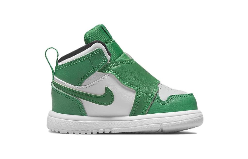 Jordan Air Jordan 1 TD Leder Rutschfest Anti-Kick High-Top Kleinkindschuhe Grün Weiß Baby und Kleinkind BQ7196-301