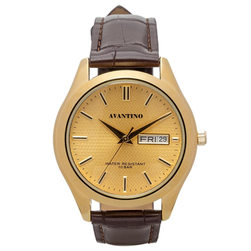 Ceas de mână pentru bărbați Klefer Avantino 10 ATM Rezistent la apă Piele japoneză Cuarț, 37mm, Rezistent, Mecanism, Curea, Mecanism, Maro, AV-AM399-GDG