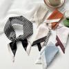 Striped Silk Scarf for Women Fashion Neck Tie Hand Bag Foulard Wrist Kerchief Wraps hairband Butterfly Knot Scarf