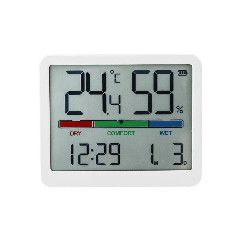 Alarm Clock with Humidities Date Digital Clock Large Display Battery Operated Desk Clocks for Bedroom,Livingroom,Office