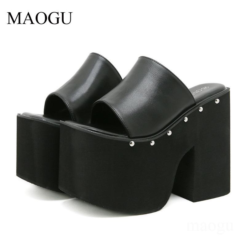 

Женские черные сандалии на танкетке с супервысоким каблуком, уличный стиль, на платформе, без застежки, женская обувь, шлепанцы 35 чёрный