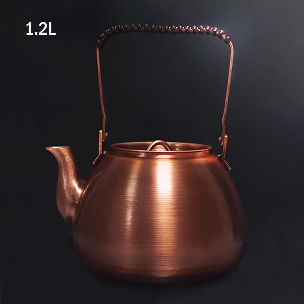 Vintage Copper Teapot, Handmade Purple Copper Kettle, Round Stove Boiling Tea Kettle, Household Handle Pot, 1.2L