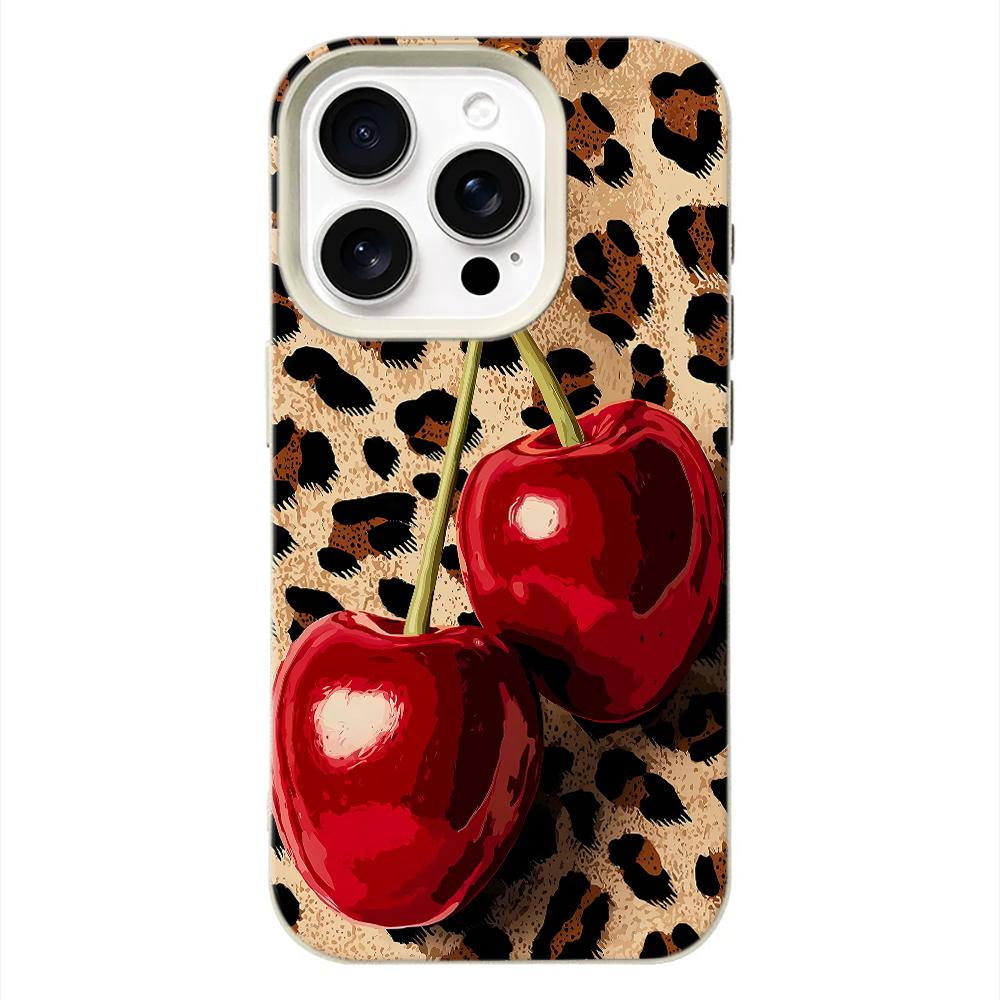 

Cherry Leopard Lip Phone Case For Samsung A05S A06 07 15 16 34 35 53 54 55 S23 24 25 Ultra S24 FE A17 26 36 56 Protective Cover Samsung S23 Ultra
