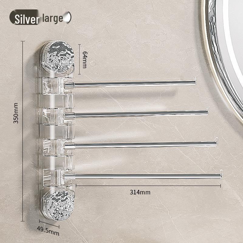 No-Drill Rotating Suction Cup Towel Rack with Multi-Bar Storage for Bathroom