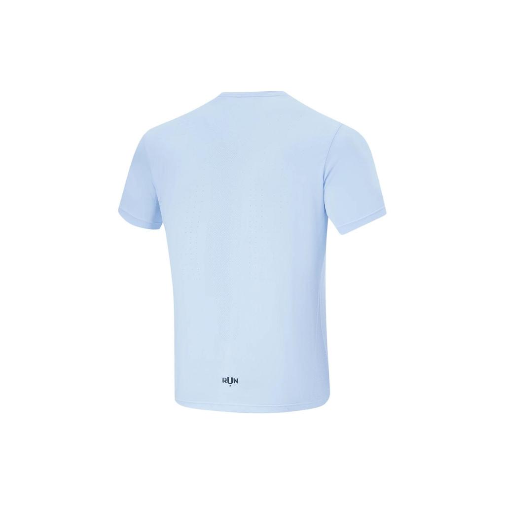 Li Ning Running Series Solid Color Round Neck Pullover Breathable Short Sleeve T-Shirt Men Tops Sky-Blue ATSU195-3