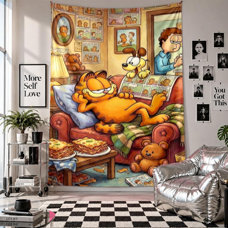 Wall TapestryGarfield Cartoon Art Hanging Cloth Decorative Background Cover for Room Decoration