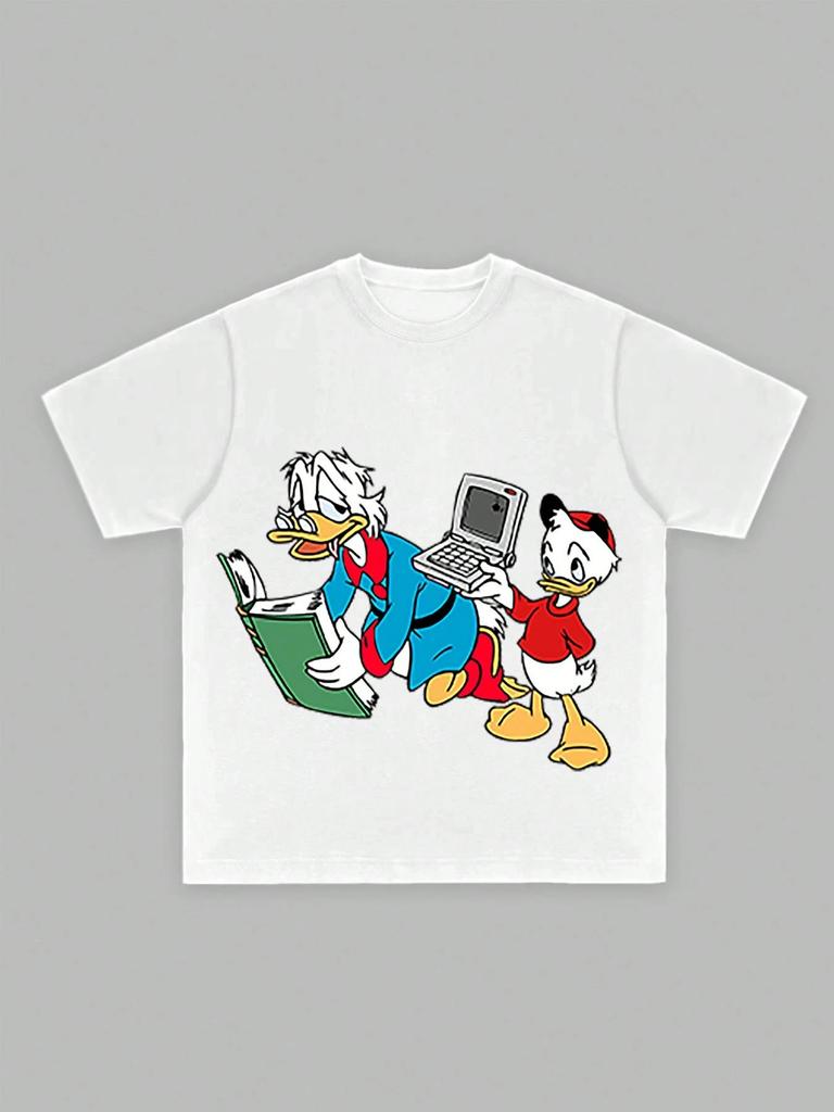 Disney Mickey Mouse Men's Casual Cartoon Print Short Sleeve T-Shirt Cotton Tee Couple Outfit Clothing White T-Shirt Men Clothing