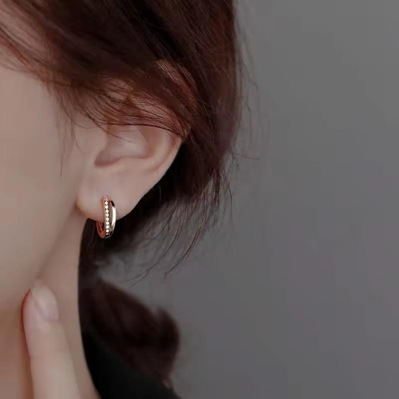 925 Silver CZ Zircon Earrings For Women Fashion Luxury Geometric Double Circle Drops Earring Party Fine Jewelry
