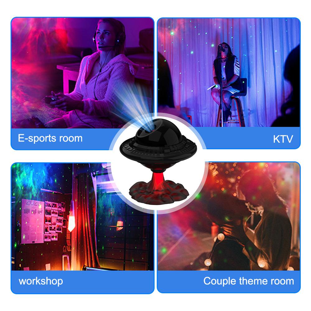 Night Lights Star Projector Flying Saucer Shape Ornaments Projector Atmosphere Lamp with Remote