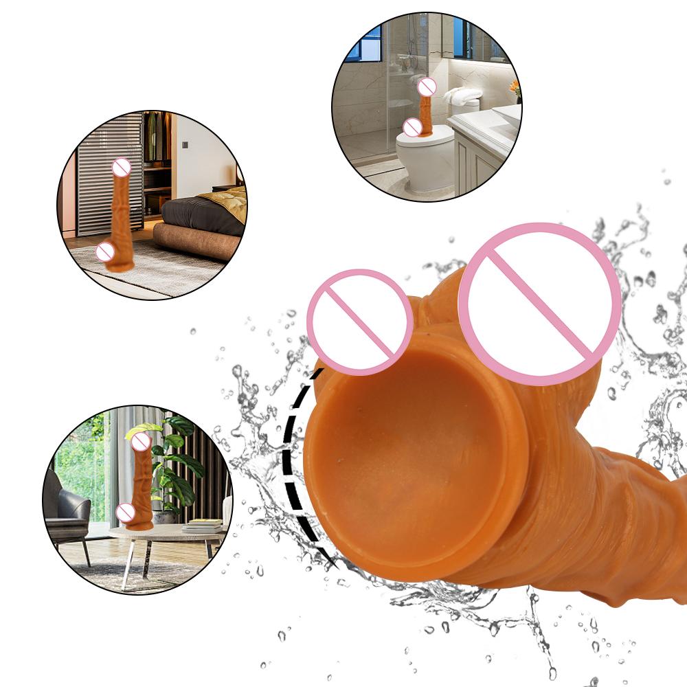 Kobieta masturbacja uczucie skóry realistyczny penis wielki kutas z przyssawką zabawki erotyczne dla kobiet ogromny koń Dildo dla dorosłych