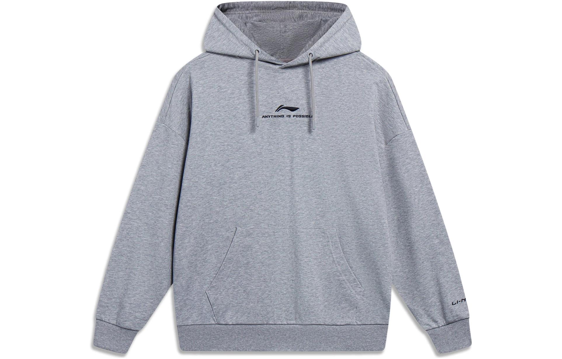 Свитшот унисекс из коллекции спортивной моды Li Ning, меланжево-серый, AWDT597-3 M