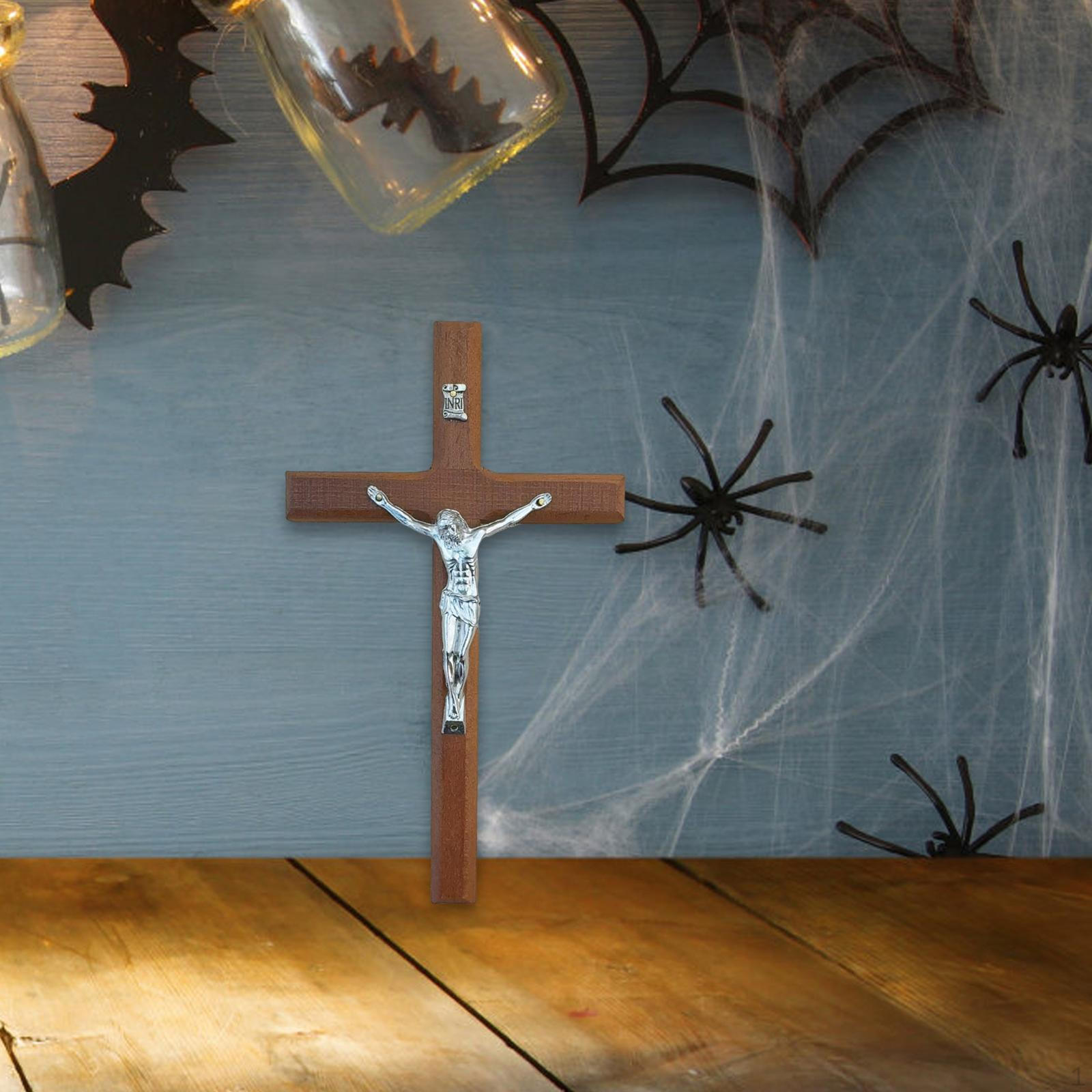 

Wall Crucifix Holy Figurine Art Gift Catholic Jesus Sculpture Ornament for Thanksgiving Living Room Brown