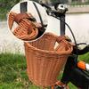 Dětský Ručně Tkaný Cyklistický Koš na Řídítka Kolo Nákladní Koš Pro Dívku s Koženými Pásky, Odnímatelný