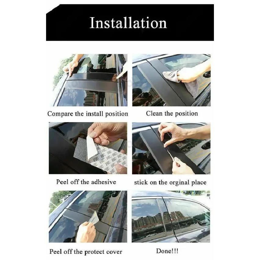 4/10x Carbon Fiber Black Door Window Column BC Pillar Post Cover Trim PC Material Sticker For Mazda 3 Axela Hatchback 2009-2019