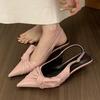 Elegant Bow Women's Sandals Pointed Toe Heeled Shoes Woman Mules Shoes 2025 Summer Trend Designer Pumps Party Zapatos Mujer