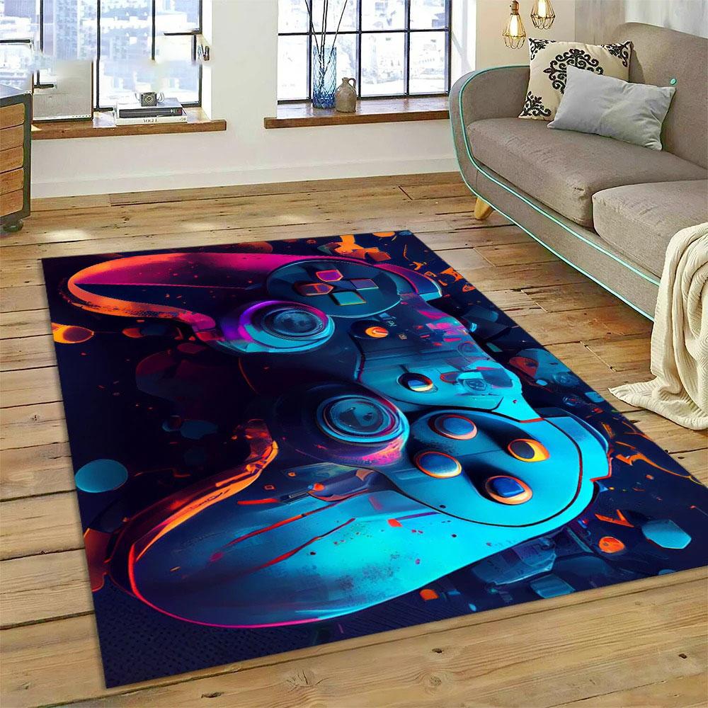 Console Gaming Carpet for Boy's Bedroom Living Room Decoration Washable Polyester Anti Slip Floor Mat Sofa Decor Big Size Rug