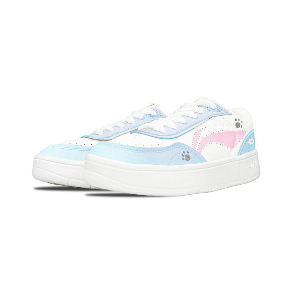 Li Ning Sourdough Slip Resistant Abrasion Resistant Low top Skateboard Shoes Women's Pink Blue AGCU112-6(Team1034-)