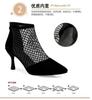 Fashion Summer Roman Lace Up Shoes Women Sandals Sexy Mesh Cut-Outs Pointed Toe High Heels Woman Black Kid Suede Ladies Long Short Boots