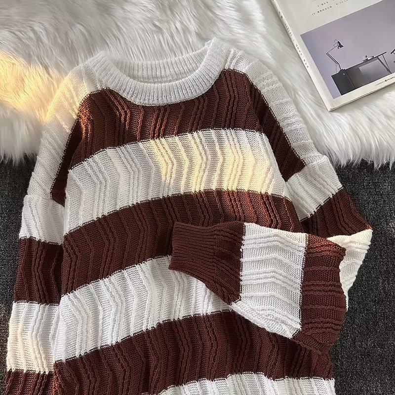 

Autumn and winter new sweaters men s loose Korean version student bottoming knitted sweater Japanese sweater trendy autumn top XXXL темно-коричневого кольору