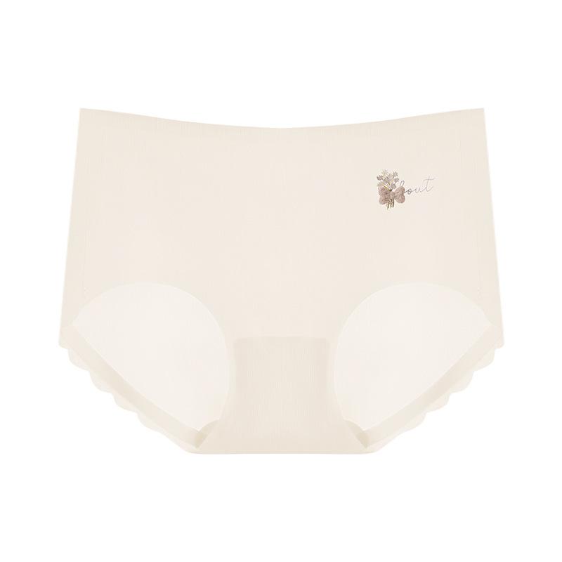 

Women s Spring and Summer Thin Style No Trace Breathable Antibacterial Crotch High Shot Middle Waist Triangle Briefs L білий/шампанського