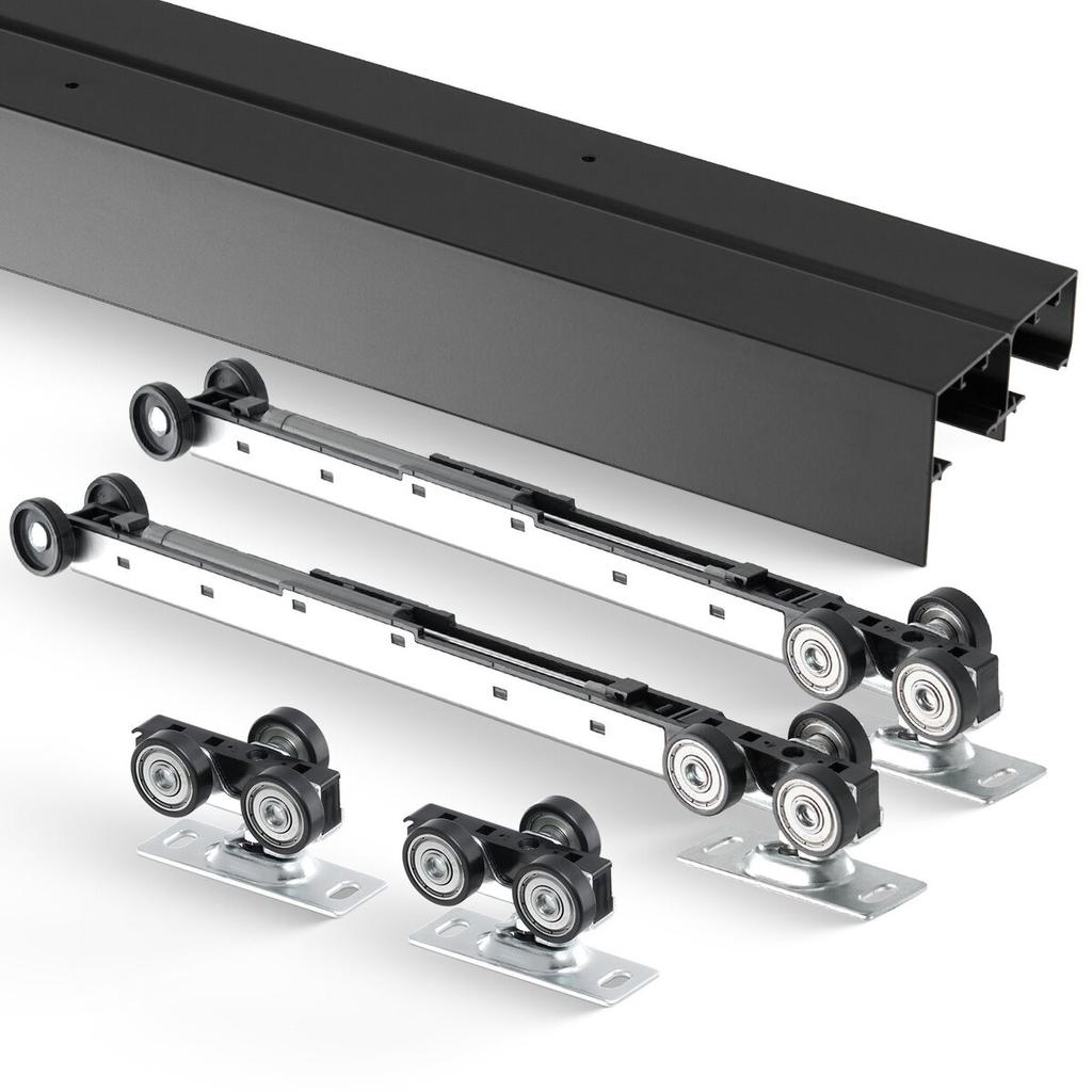 Bypass Door Hardware 8ft Bypass Closet Door Track Kit for 2 Door System