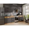 Cuisine complète ROCK 7 éléments - Décor chêne lancelot et gris matera - L260 x P 52 x H82 cm - Plan de travail non inclus