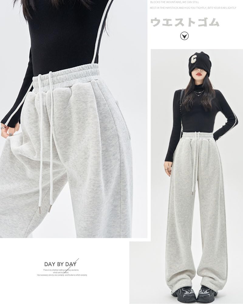 MTUIOY Long Dance Loose Solid Korean Style Women's Pants, Tracksuit, Sportswear, Pants, Yoga, Running, Fit, Color, Breathable, - Bgray-L