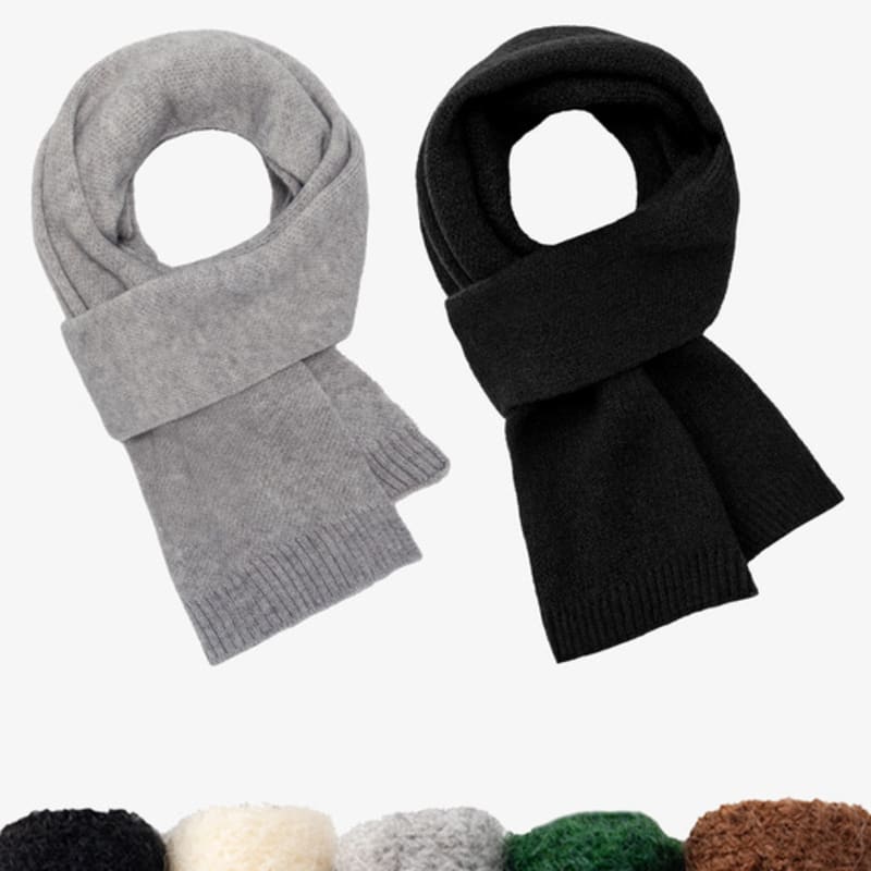 

WAAR FOR WOMEN [2PACK] M001 SOFT TOUCH PLAIN SHORT KNIT MUFFLER(5 colors) brown