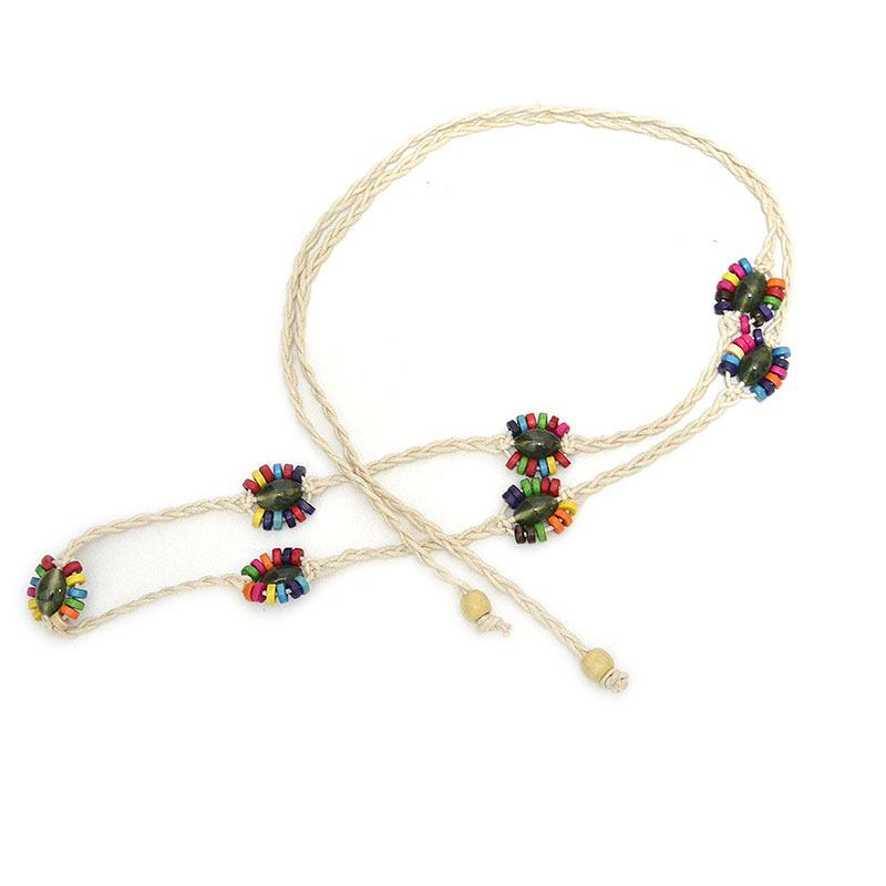 Meier Women's thin belt retro rice jewelry stone stitched braided waist chain