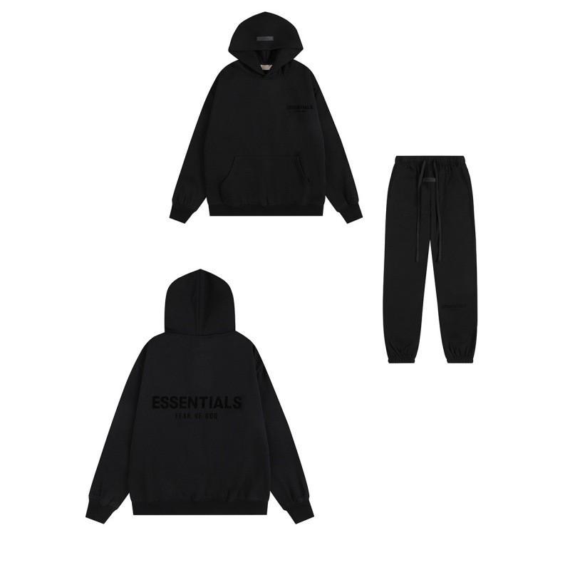 FEAR OF GOD ESSENTIALS Flocked Letter Hoodie Men Women Loose Fleece Sweatshirt Casual Streetwear
