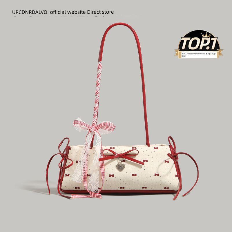 

Ur Bow One-Shoulder Underarm Bag Women 2025 Summer New Super Hot Versitile Fashion Commuting to Work Tote Bag Red