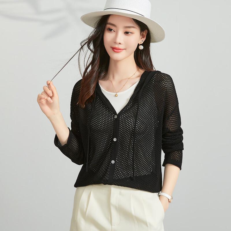 Snowforte Women s Silk Blend Hollow-Out Knit Cardigan S