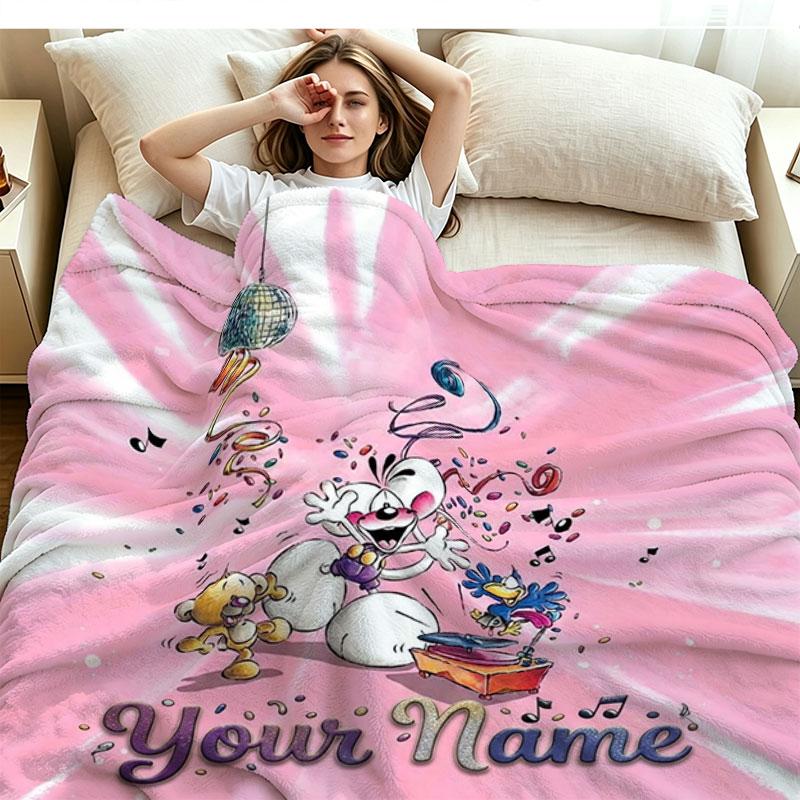 1PC Diddl Custom Name Patterned Flannel Blanket Suitable For All Seasons for Home Decor Warmth and Comfort Gifts Holiday Present