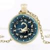 Glass Dome Necklace Scorpio Zodiac Mens Jewelry Astrological Sign Scorpion October November Birthday Art Pendant