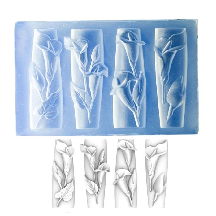 Beautiful 3D Floral Nail Art Silicone Mold Elegant Carving Flower Nail Art Accessory Mold for DIY Resin Designs