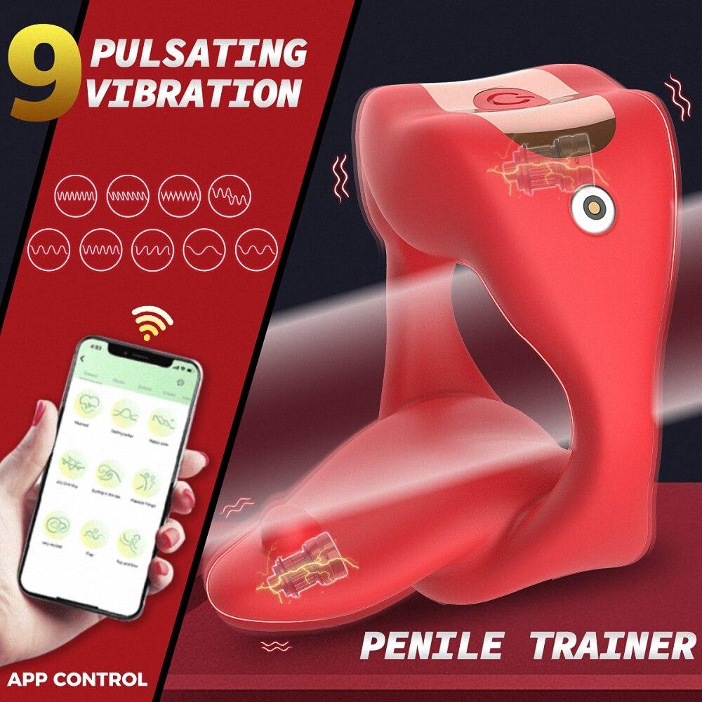 Vibrating Pneis Cock Ring Sex Toys for Men Tongue Design with 9 Vibration Modes Vibrator APP Control Male Couples Erection Ring Longer Harder