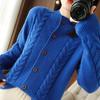 Cardigan tricoté à col mi-haut pour femme, pull ample et polyvalent à manches longues, couvrant le ventre, collection automne et hiver