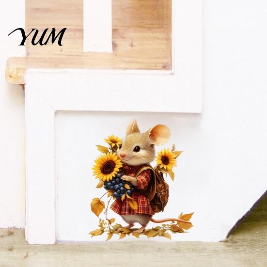 Waterproof Pvc Decals Mouse Wall Stickers, PVC Autumn Retro Fairy Tale Decals, Removable Peel Forest Animal Art And Stick for Kindergarten Indoor