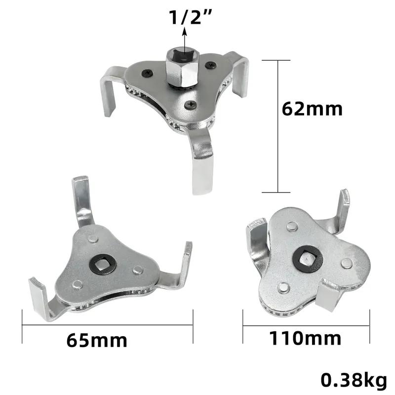 Universal Adjustable Oil Filter Wrench From 2-1/2 Inch to 4.5 Inch Oil Filter Wrench Tool Set With 3 Jaw Uninstall Removal Key