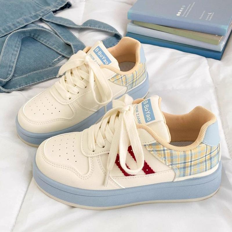 Fashion Autumn Mix Color Plaid Sneakers Women Breathable Lace Up Sports Shoes Woman Comfortable Soft Insoles Running Casual Shoes Female