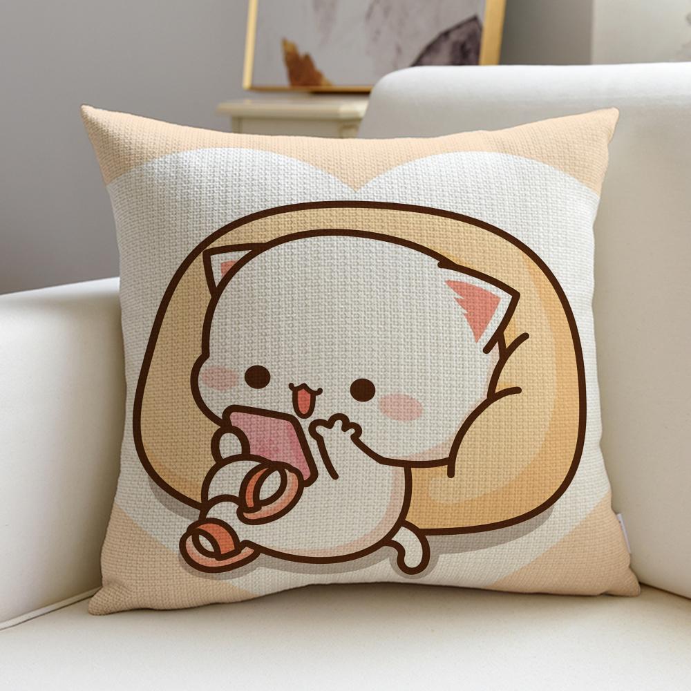 Squishy MMochi CatS Cushion Cover Breathable and skinfriendly linen pillowcase square removable and washable cushion