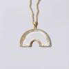 European Retro Rainbow Glass Photo Frame Necklace with DIY Openable Hollow Design Pendants, Transparent Box Gold