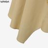 VONDA Elegant Women Back Elastic Flowers Casual Long Pleated Skirts
