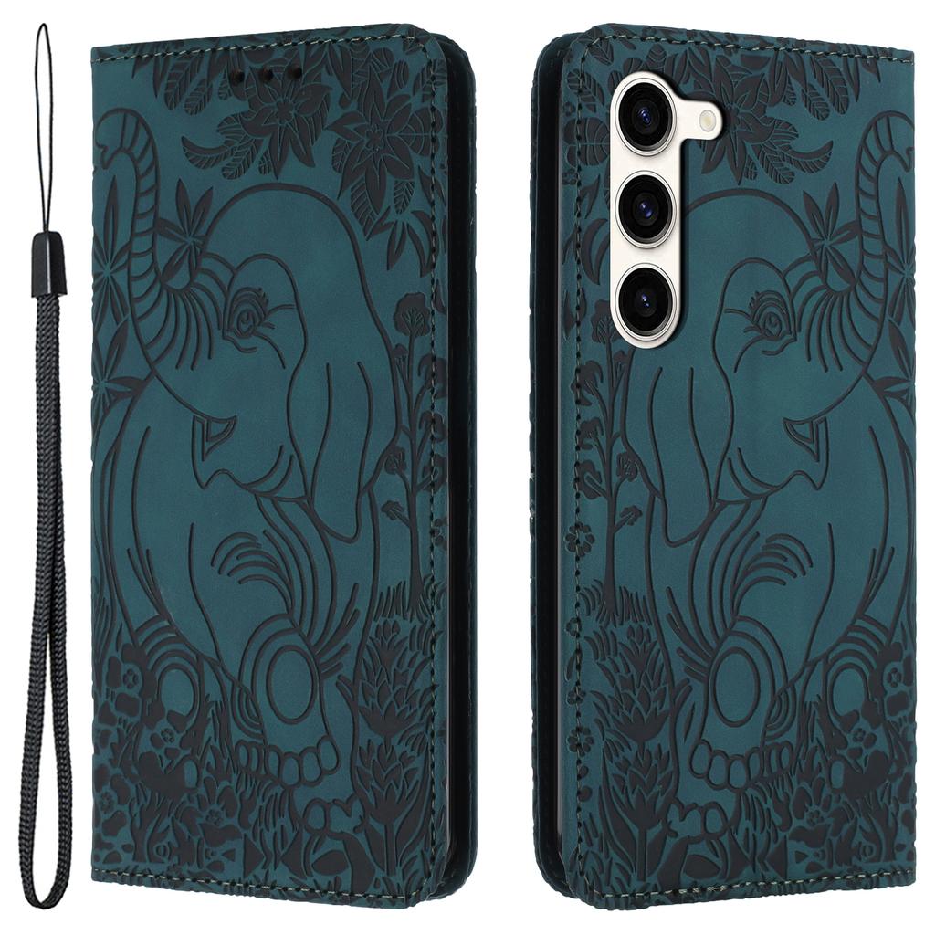 For Samsung Galaxy S23 Case Leather Magnetic Wallet Phone Cover Elephant Pattern