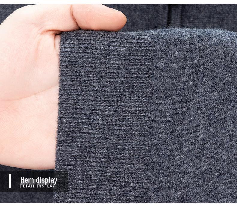 Men's Thick Wool Base Layer Sweater with Half-High Collar and Zipper - Perfect for Autumn and Winter Warmth