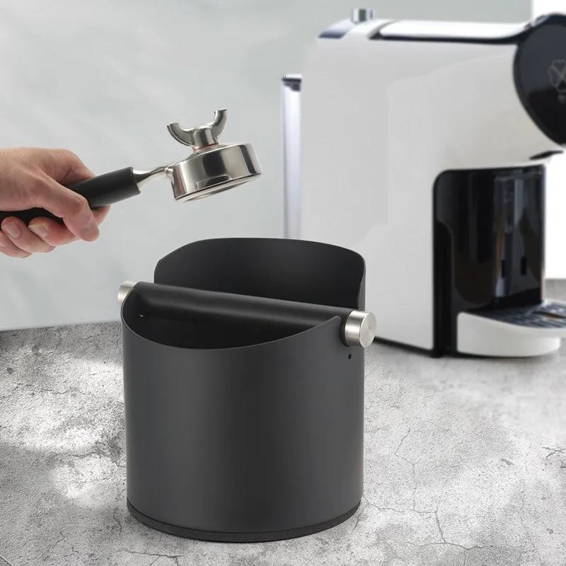 Stainless Steel Coffee Knock Box Non Slip Coffee Ground Knock Box with Knock Bar Espresso Dump Bin Baristas Coffee Ground Bucket
