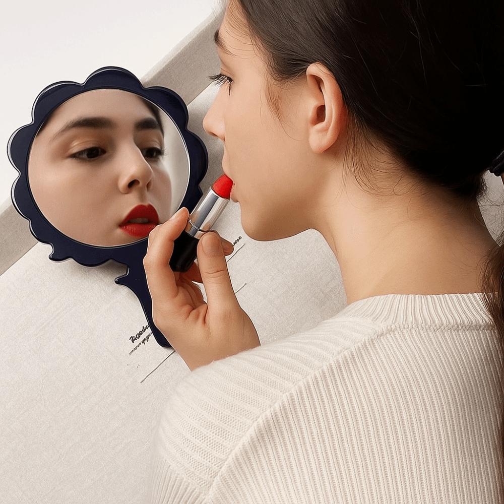 Cute Cherry Acetate Makeup Mirror Rhinestone Colorful Tree Shape Mirror Cartoon High Definition Handle Portable Mirror Girl