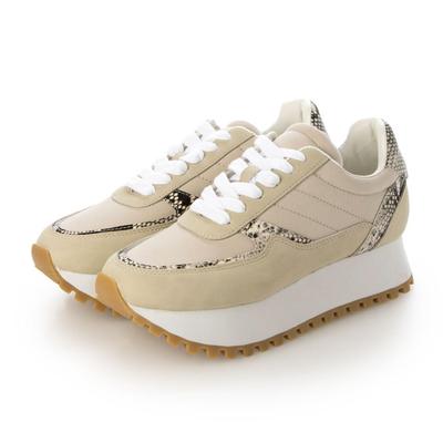 Evol Damen-Sneaker-Boots in Beige mit Schnürung, 4,5 cm Absatzhöhe, Größe S